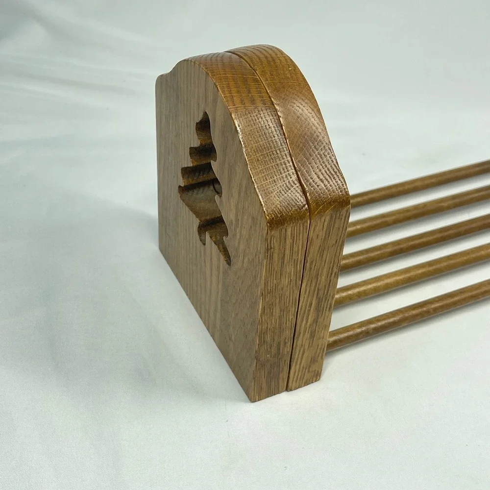 Vintage Wood Sliding Adjustable Book Rack Tree Cutout Rustic Cabin Decor 18